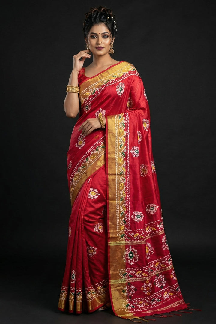 Tulir Tan Cotton Silk Saree