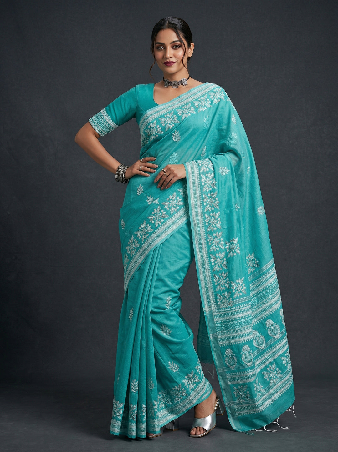 Tulir Tan Cotton Silk Saree