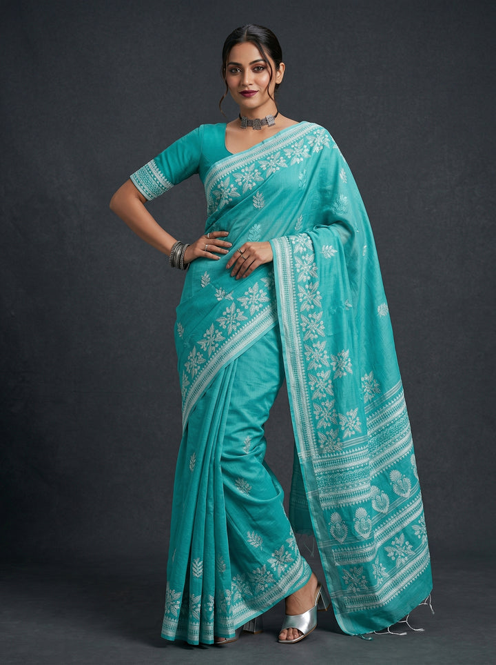 Tulir Tan Cotton Silk Saree