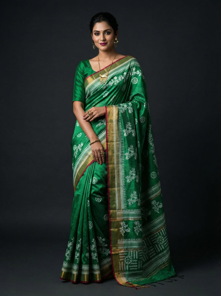 Tulir Tan Cotton Silk Saree