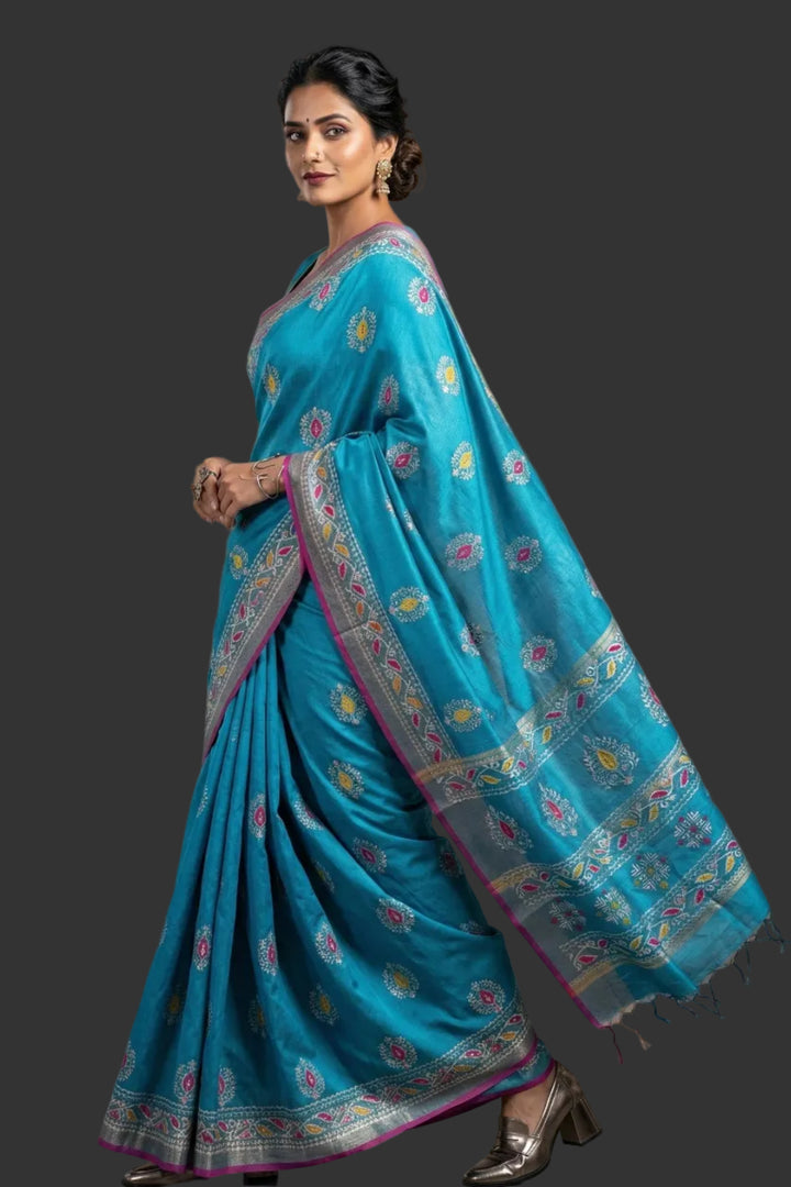 Tulir Tan Cotton Silk Saree
