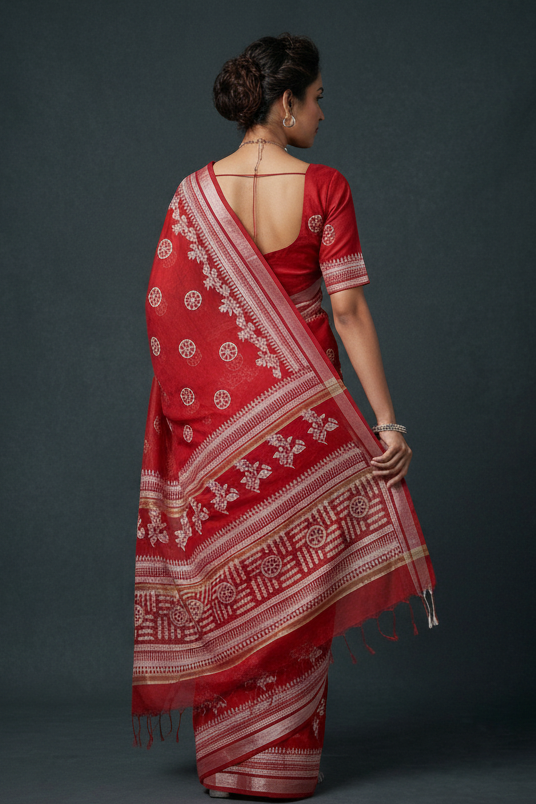 Tulir Tan Cotton Silk Saree