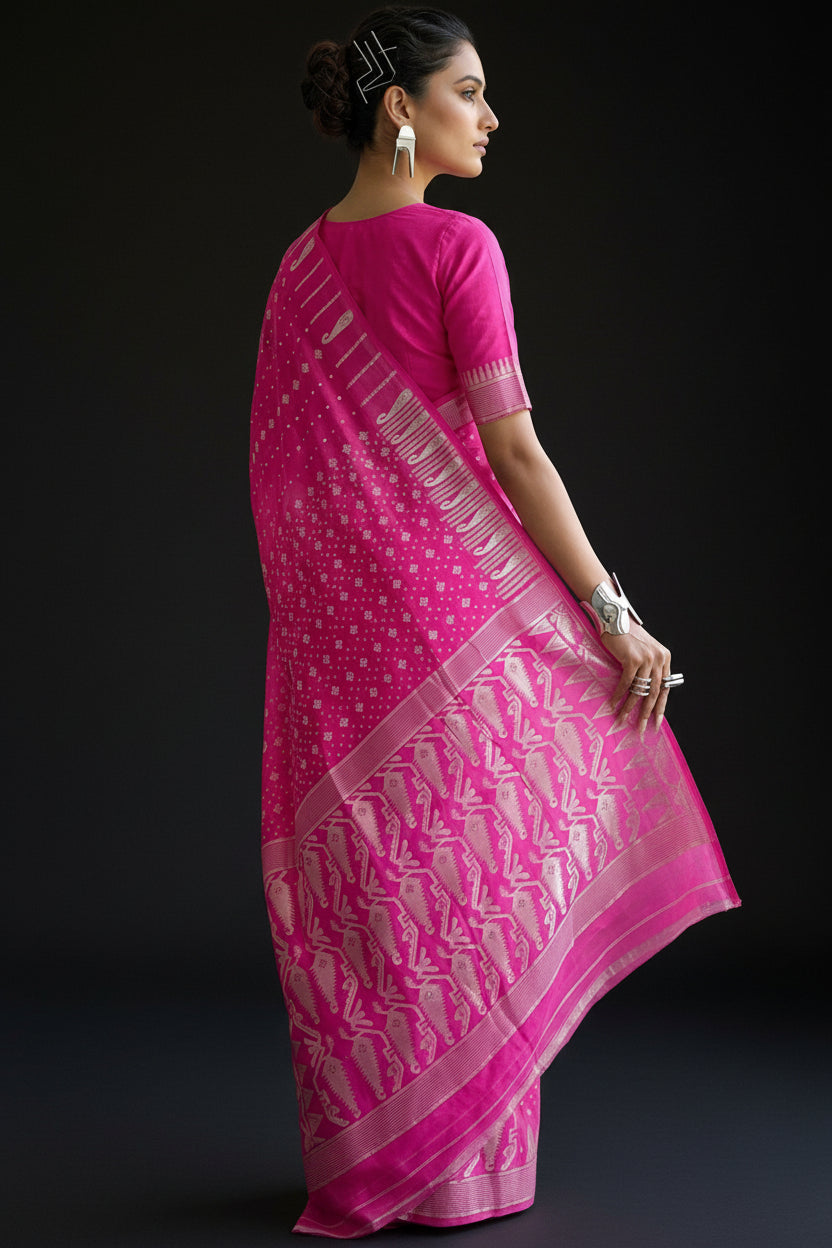 Moner Alo-Bengal Jamdani Saree (Pink)