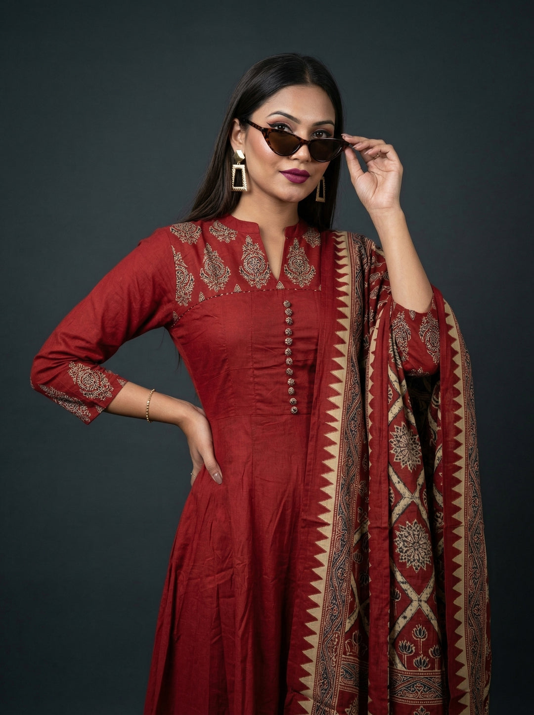 Suhani Swirl - Printed Cotton Kurti Set