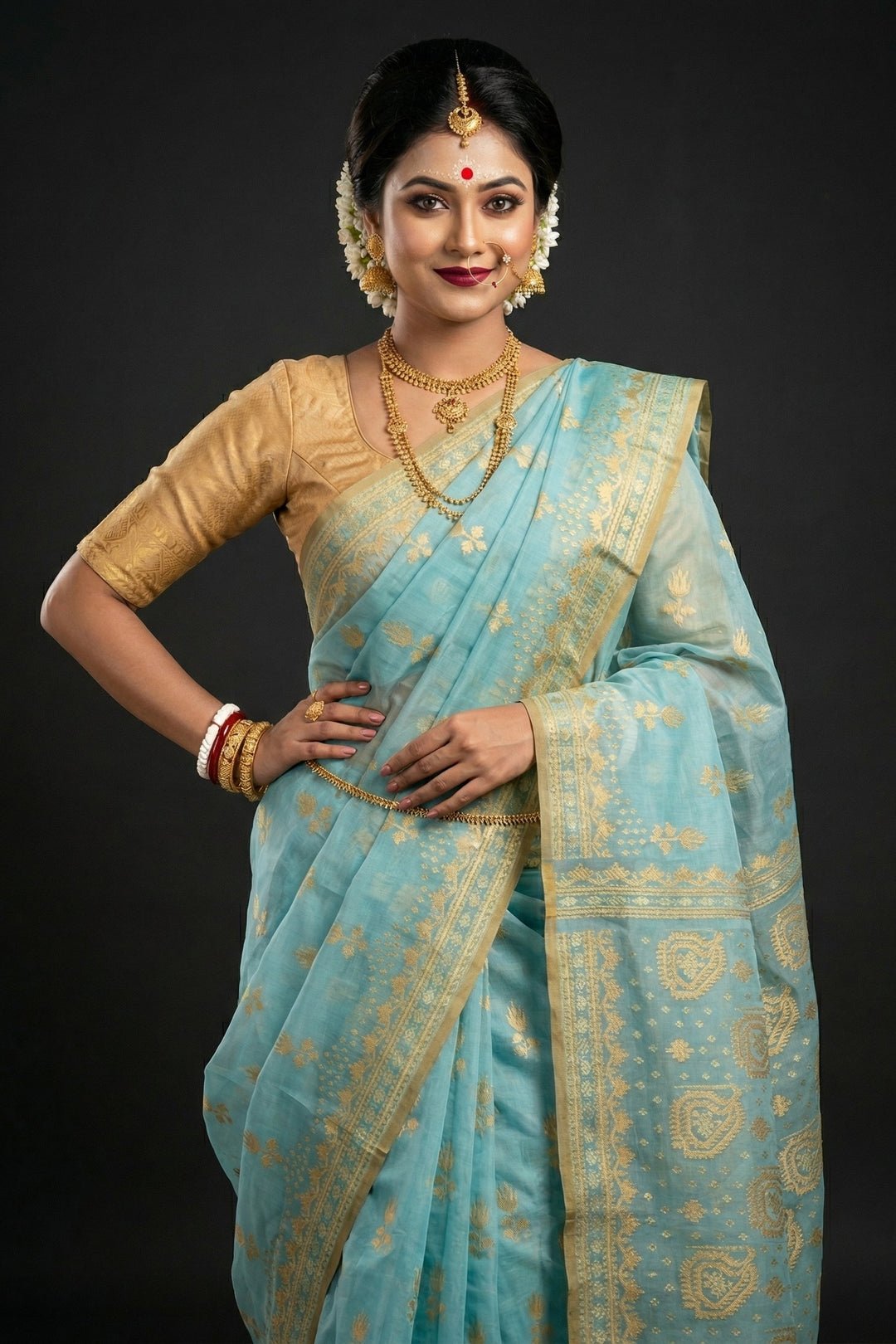 Pata Bahar Bengal Jamdani Saree