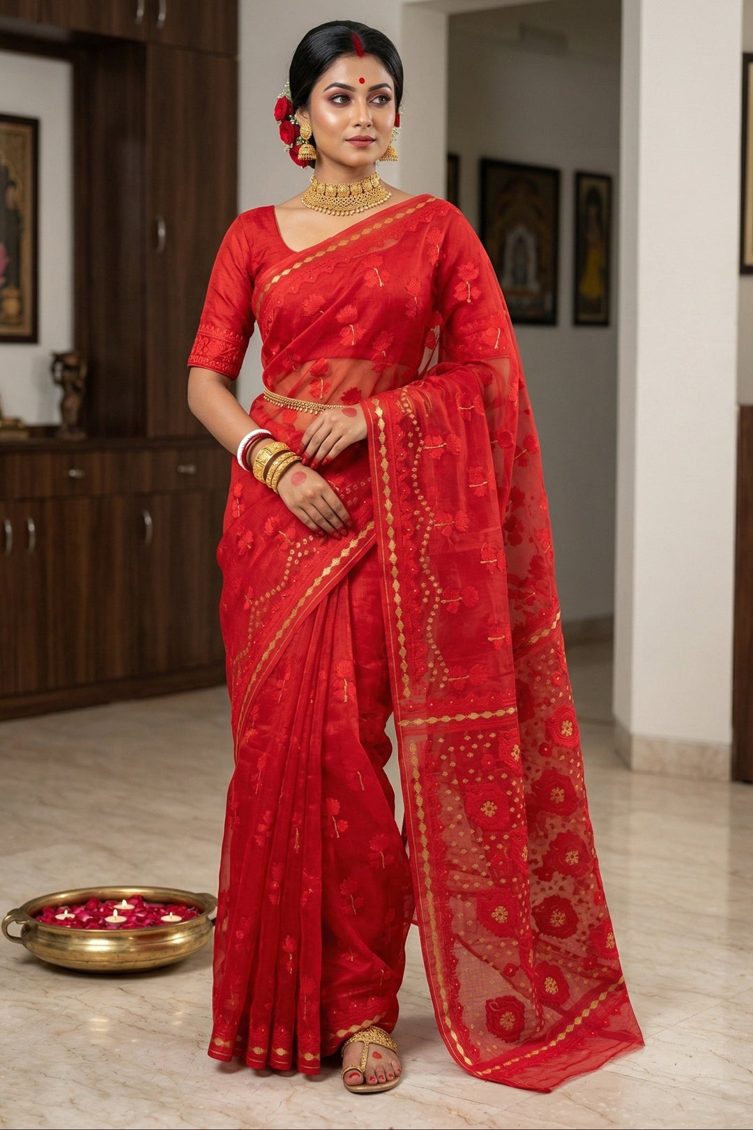 Pata Bahar Bengal Jamdani Saree