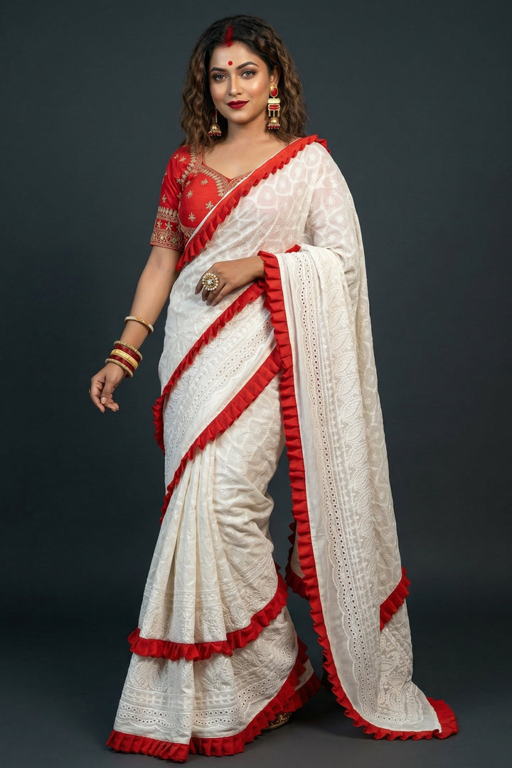 Durgatinashini Hakoba Designer Saree(Off White)