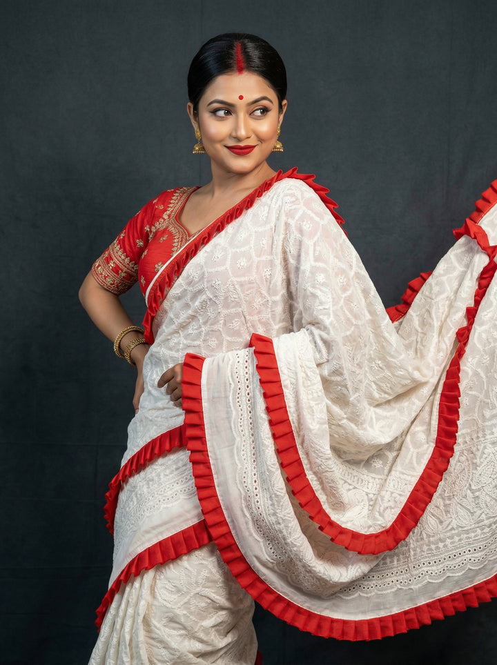 Durgatinashini Hakoba Designer Saree(Off White)