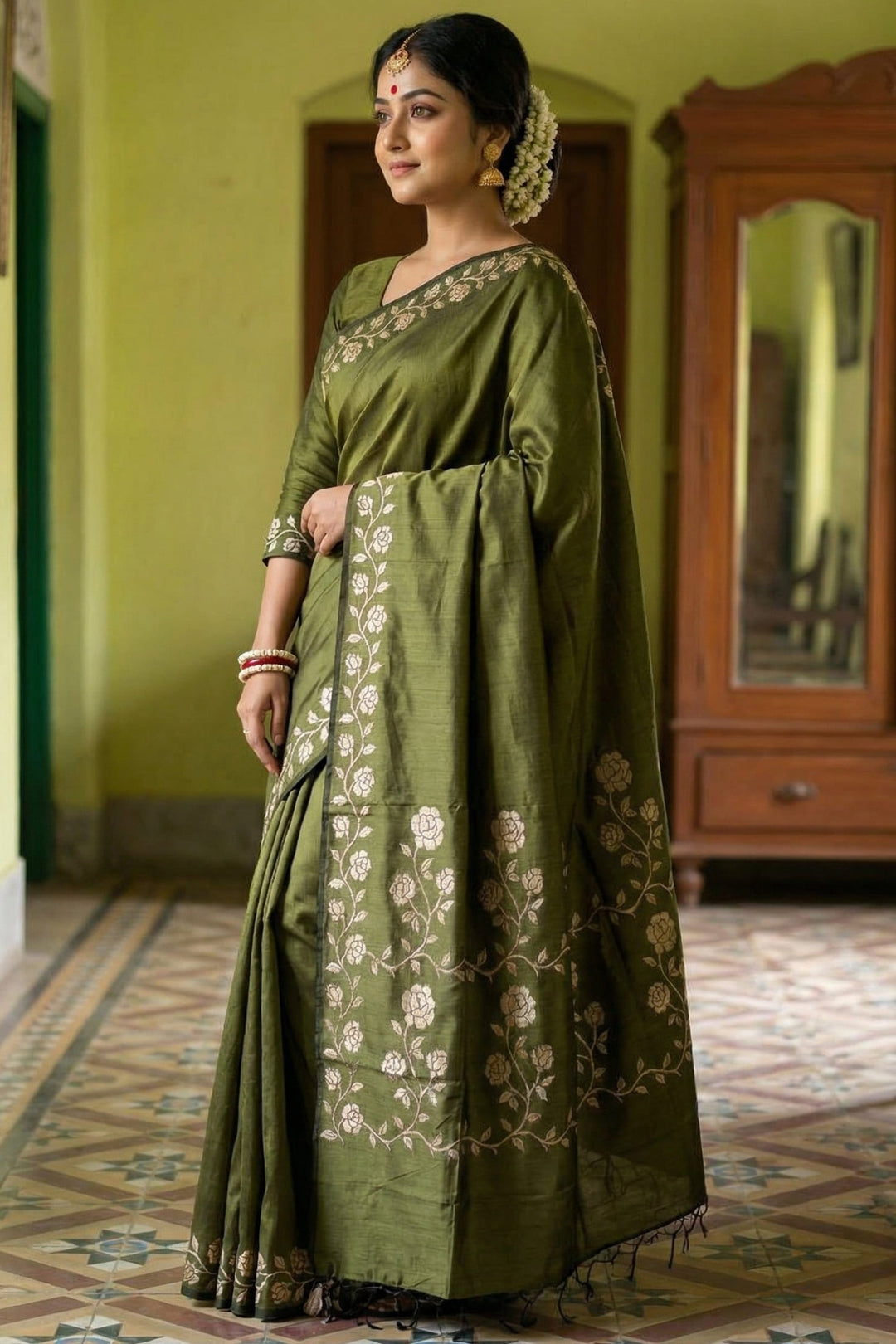 kotha koli Semi Tussar Silk Saree