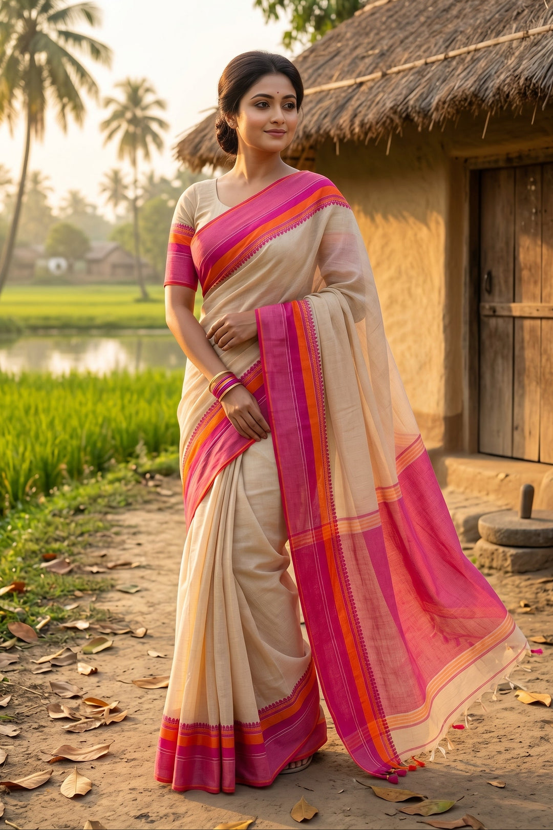 Snigdha Probha Dhaniyakhali Khadi Cotton Saree