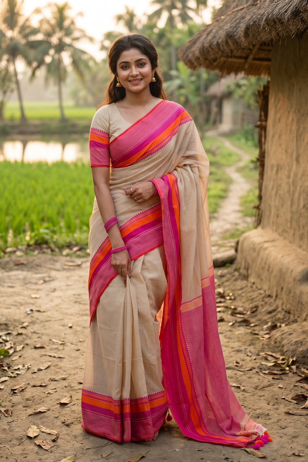 Snigdha Probha Dhaniyakhali Khadi Cotton Saree