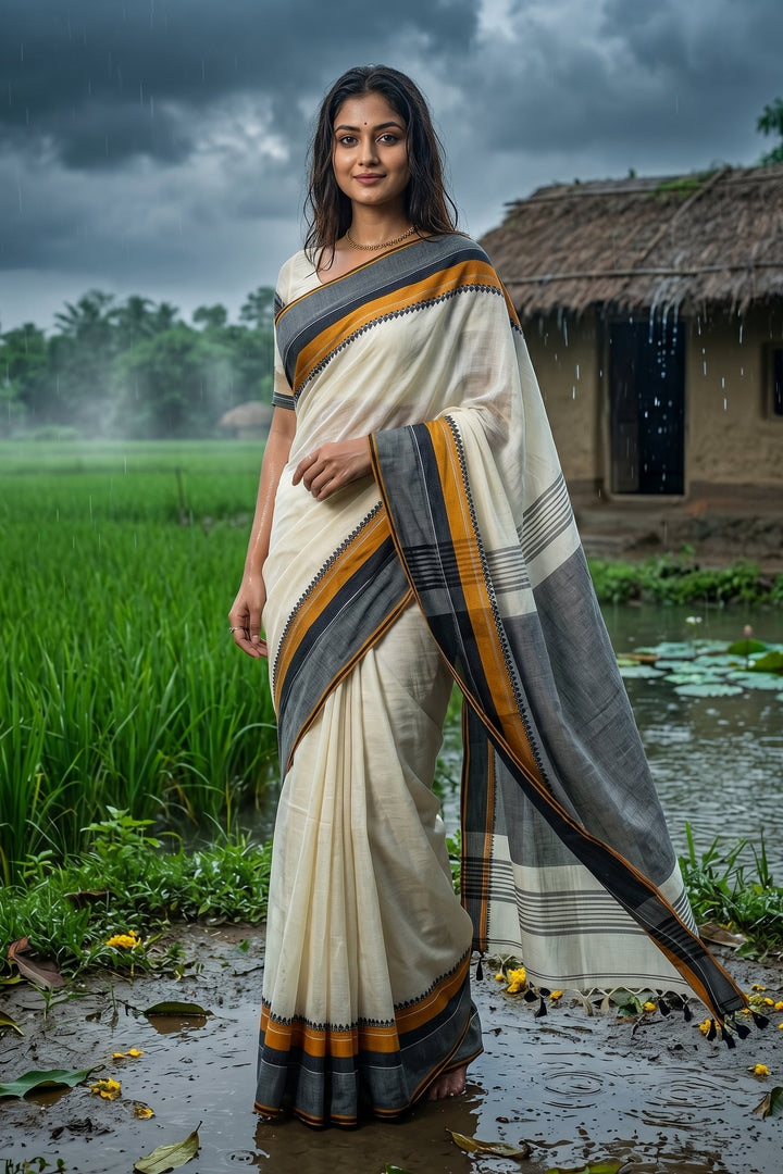 Snigdha Probha Dhaniyakhali Khadi Cotton Saree