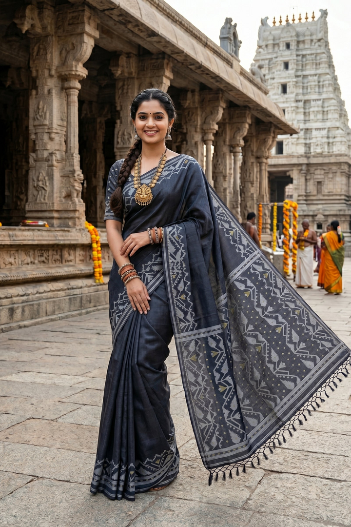 Pother Panchali Gachi Tussar Jamdani Saree