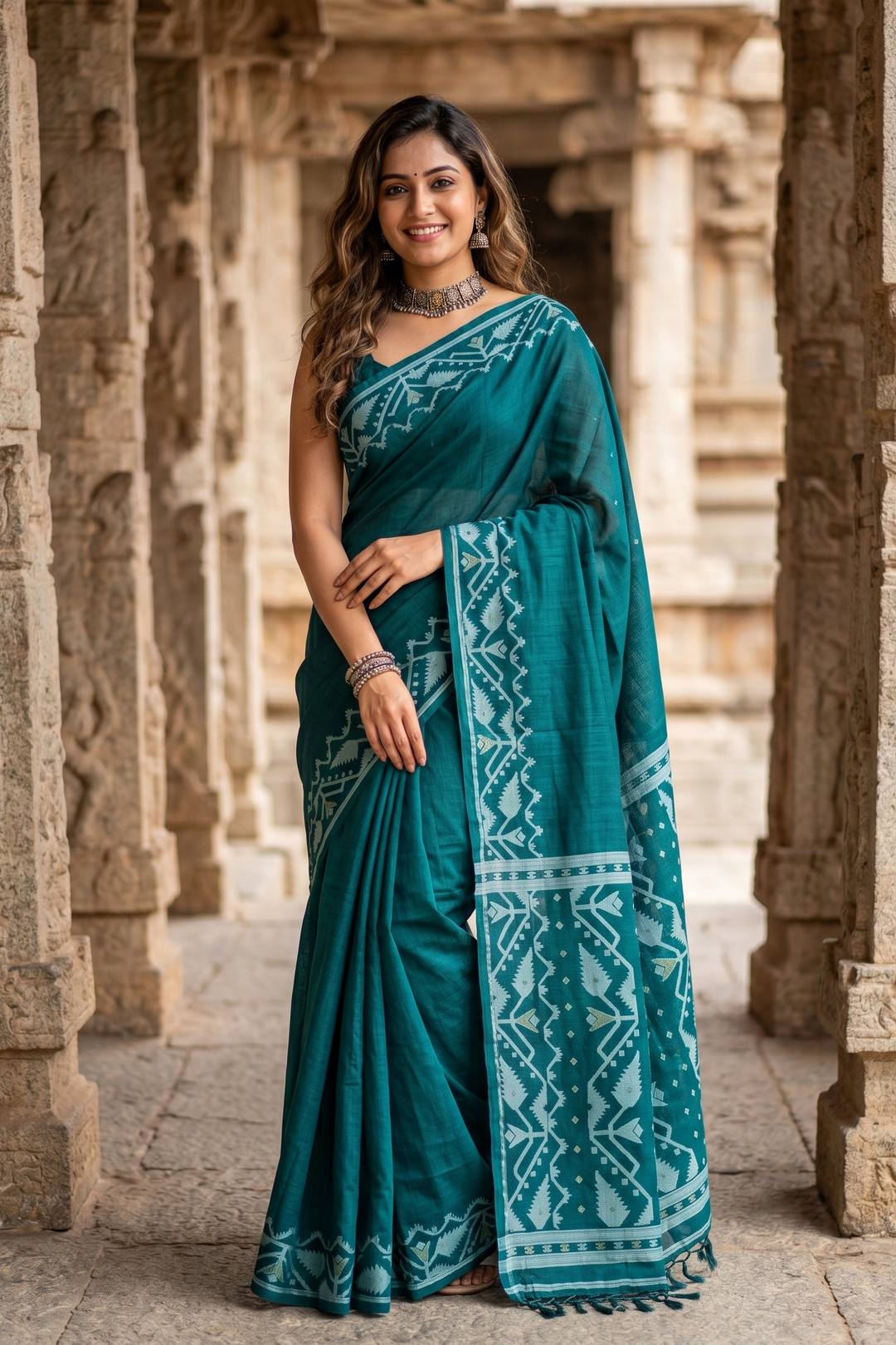 Pother Panchali Gachi Tussar Jamdani Saree