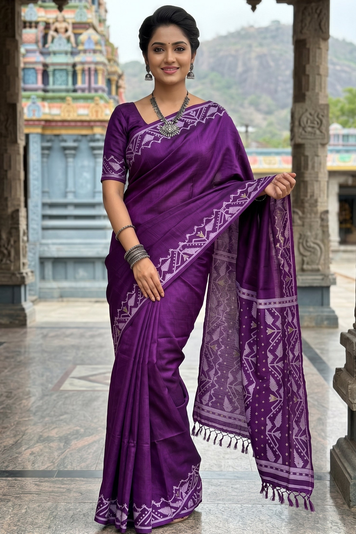 Pother Panchali Gachi Tussar Jamdani Saree