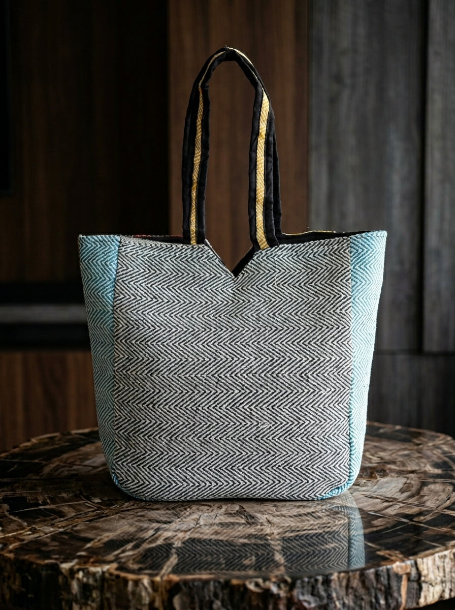 Woven Story-Patchwork Tote Bag