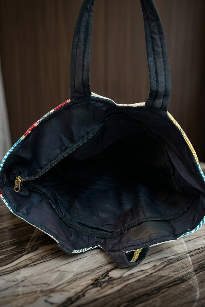 Woven Story-Patchwork Tote Bag