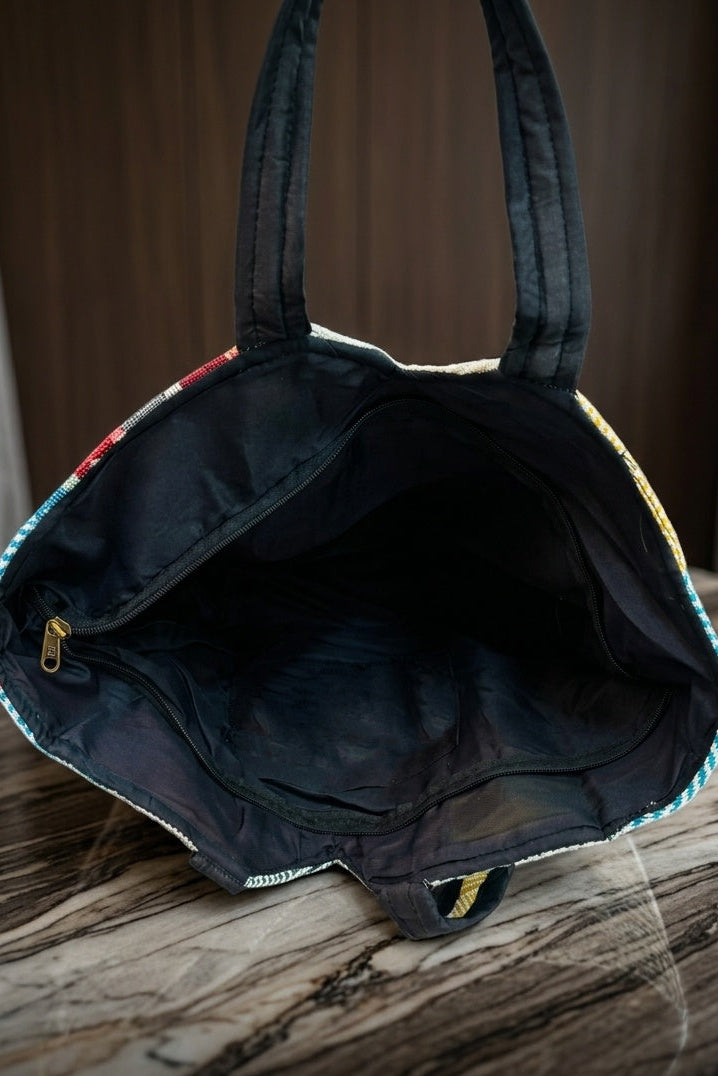 Woven Story-Patchwork Tote Bag