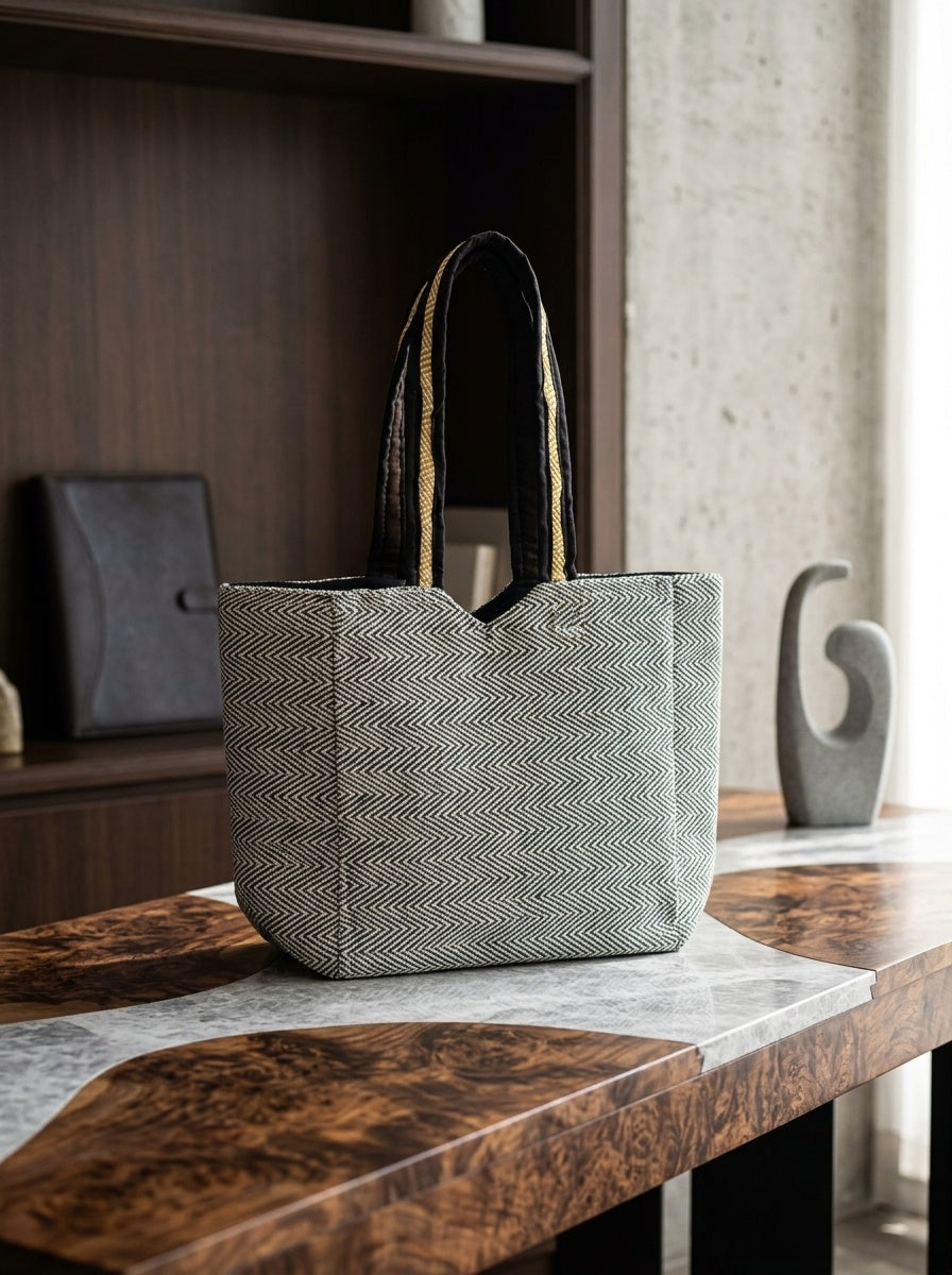 Woven Story-Patchwork Tote Bag