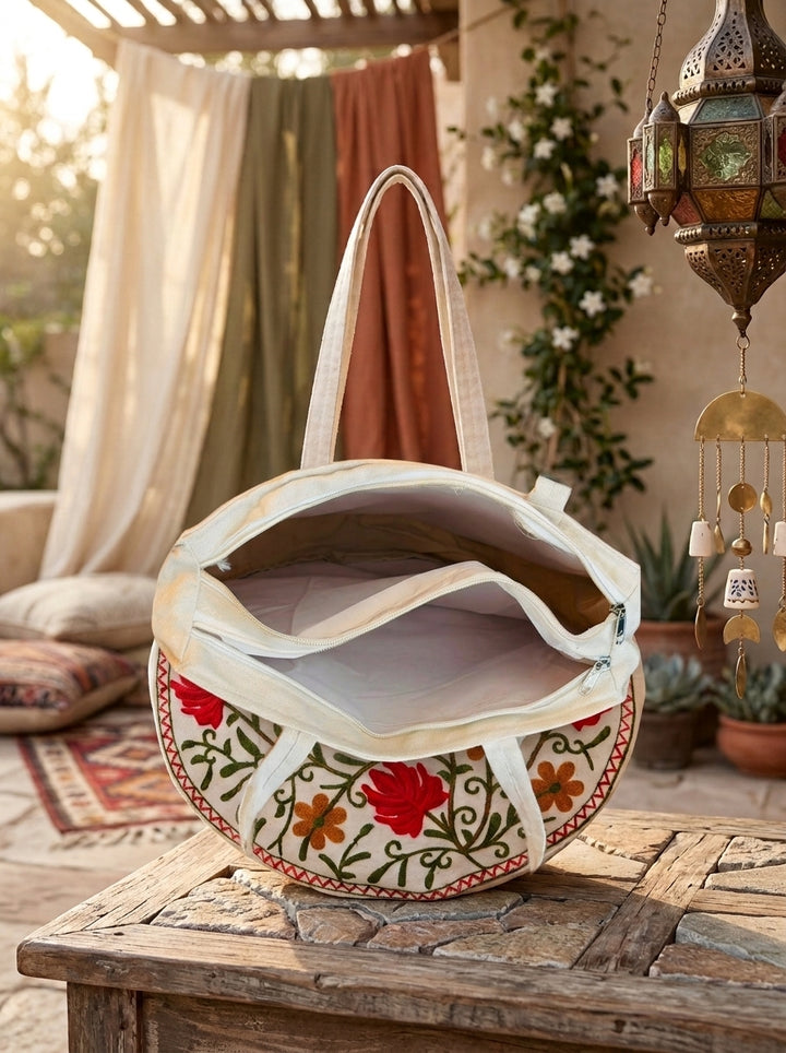 The Floral Tapestry - Embroidered Tote Bag