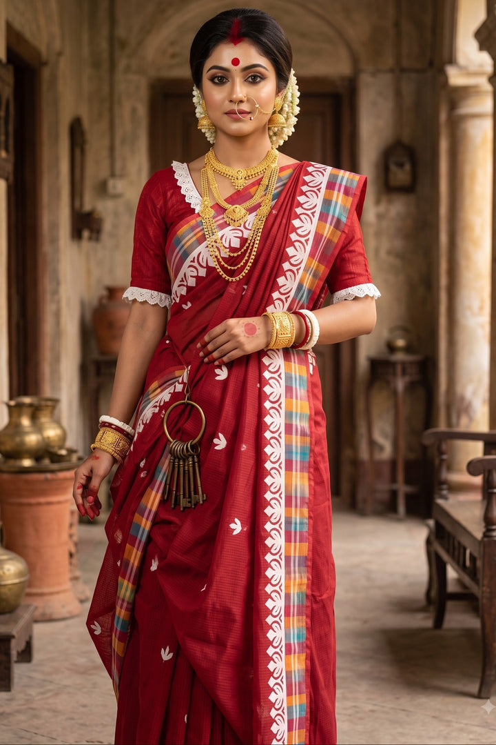 Aloklata Cotton Kota Applique Saree