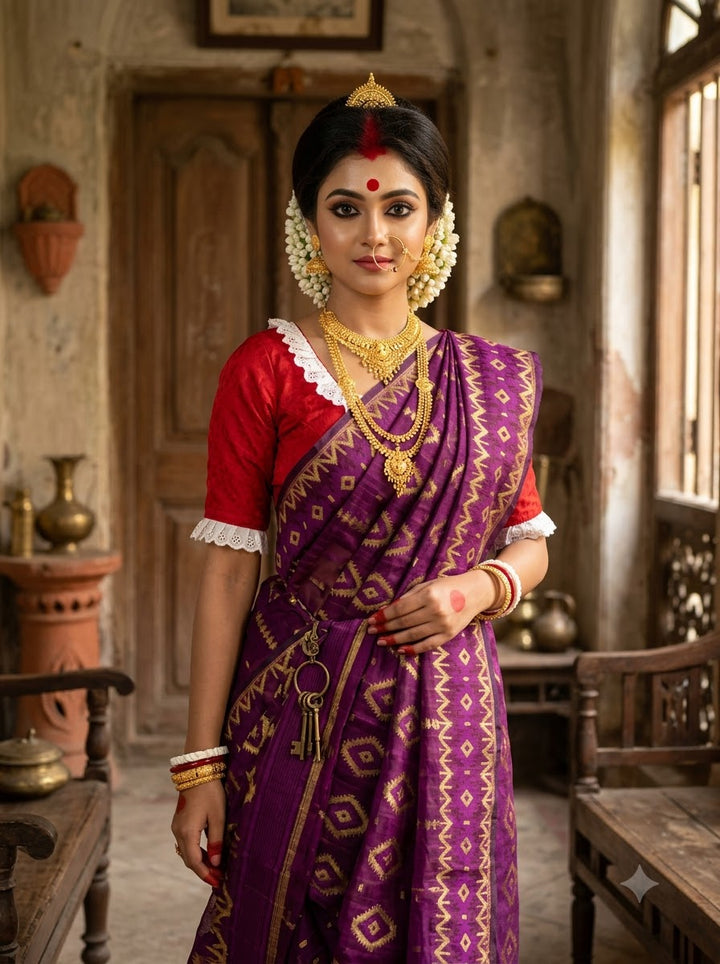 Durga Prabha Premium Zari Jamdani Saree