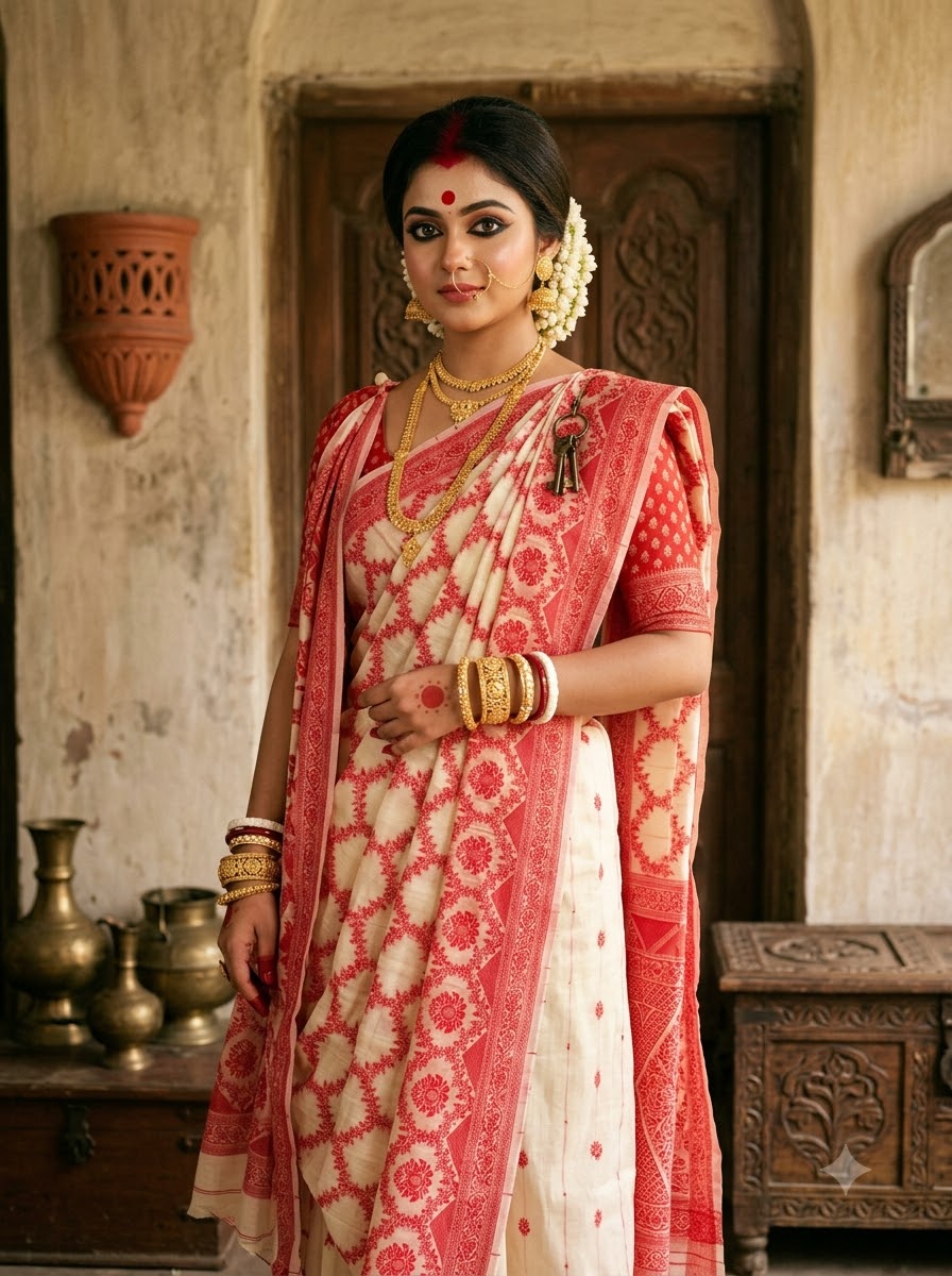 Tantushree – Semi Tussar Silk Jamdani Saree ✨