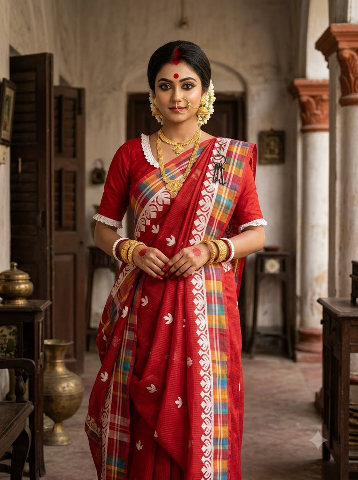 Aloklata Cotton Kota Applique Saree