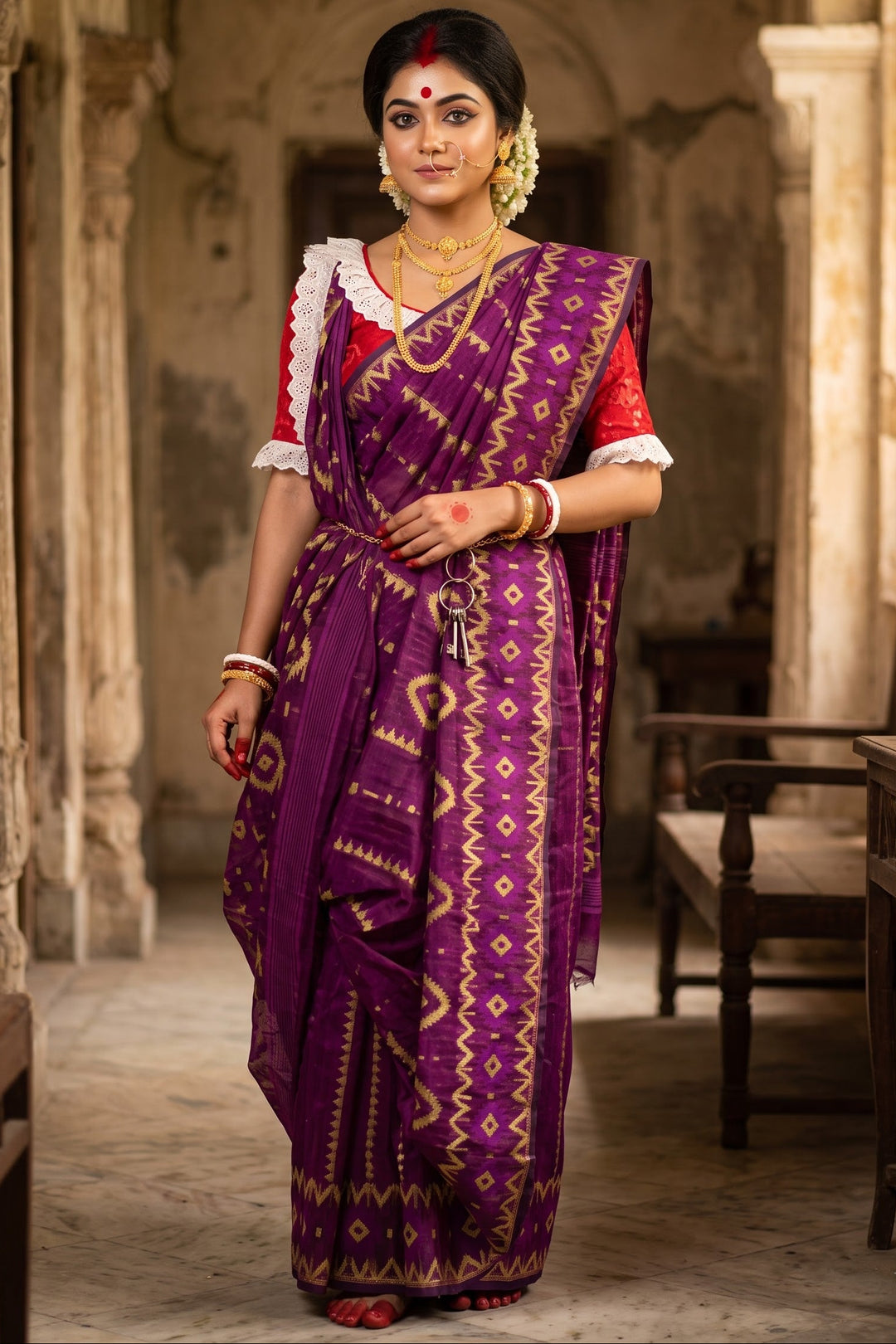 Durga Prabha Premium Zari Jamdani Saree