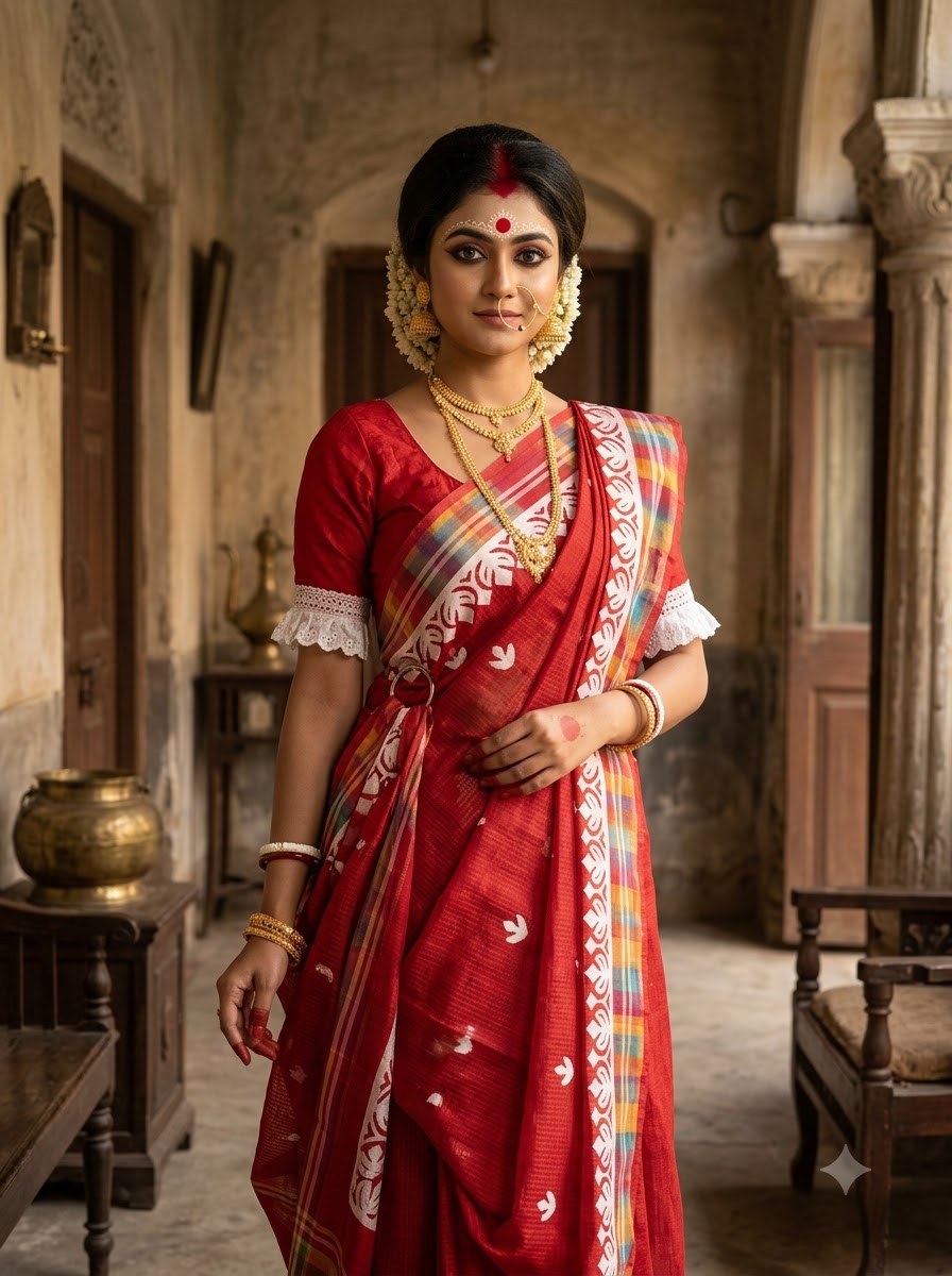 Aloklata Cotton Kota Applique Saree