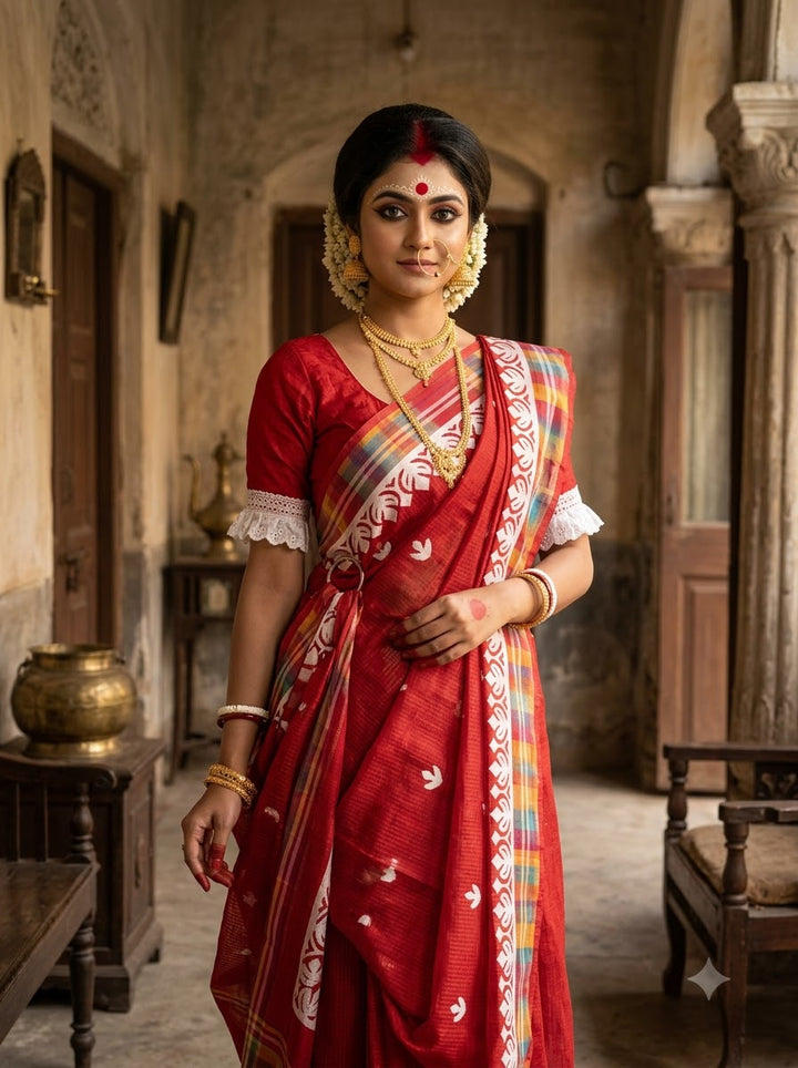 Aloklata Cotton Kota Applique Saree