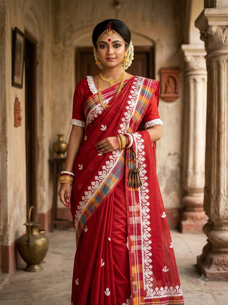 Aloklata Cotton Kota Applique Saree