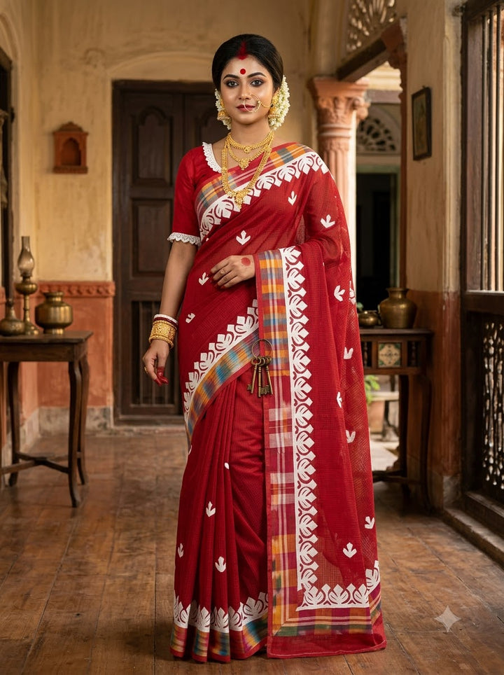 Aloklata Cotton Kota Applique Saree