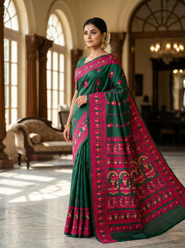Rajnartaki Motif Baluchori Semi Silk Saree