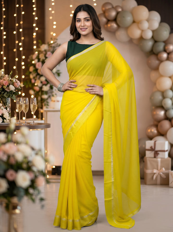 Sheer Elegant Matte Finished Georgette Saree