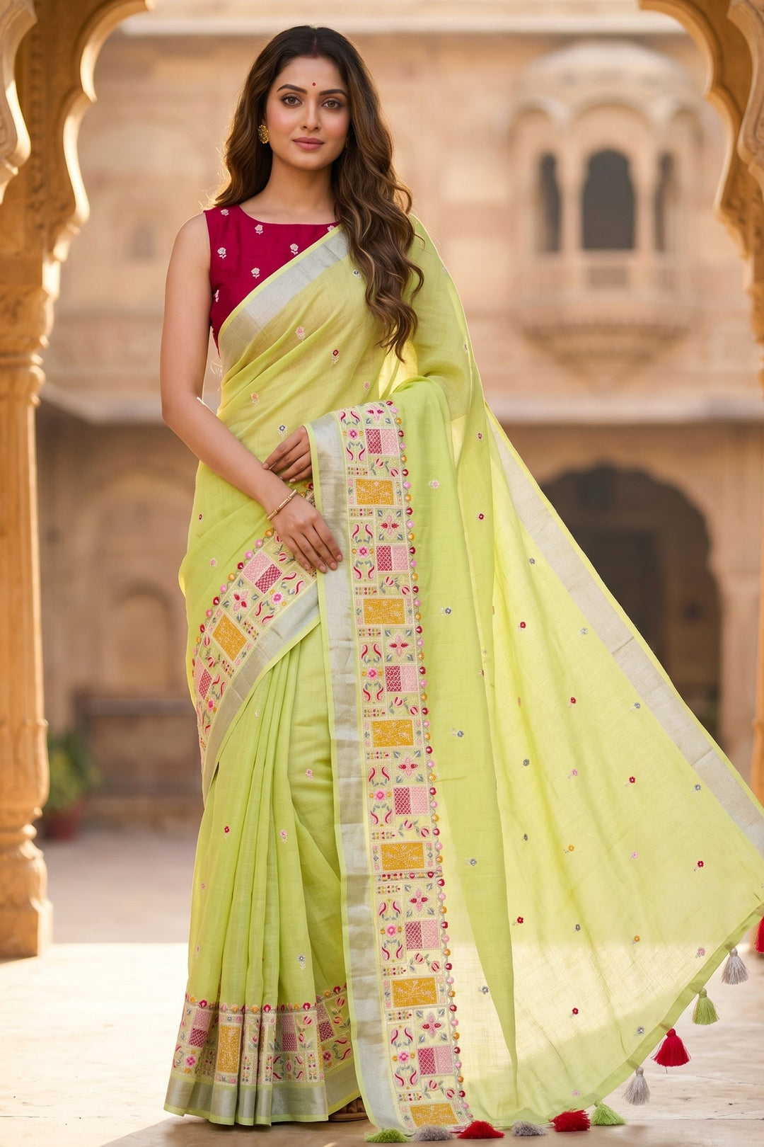 Inner Goddess- Fancy Linen Saree