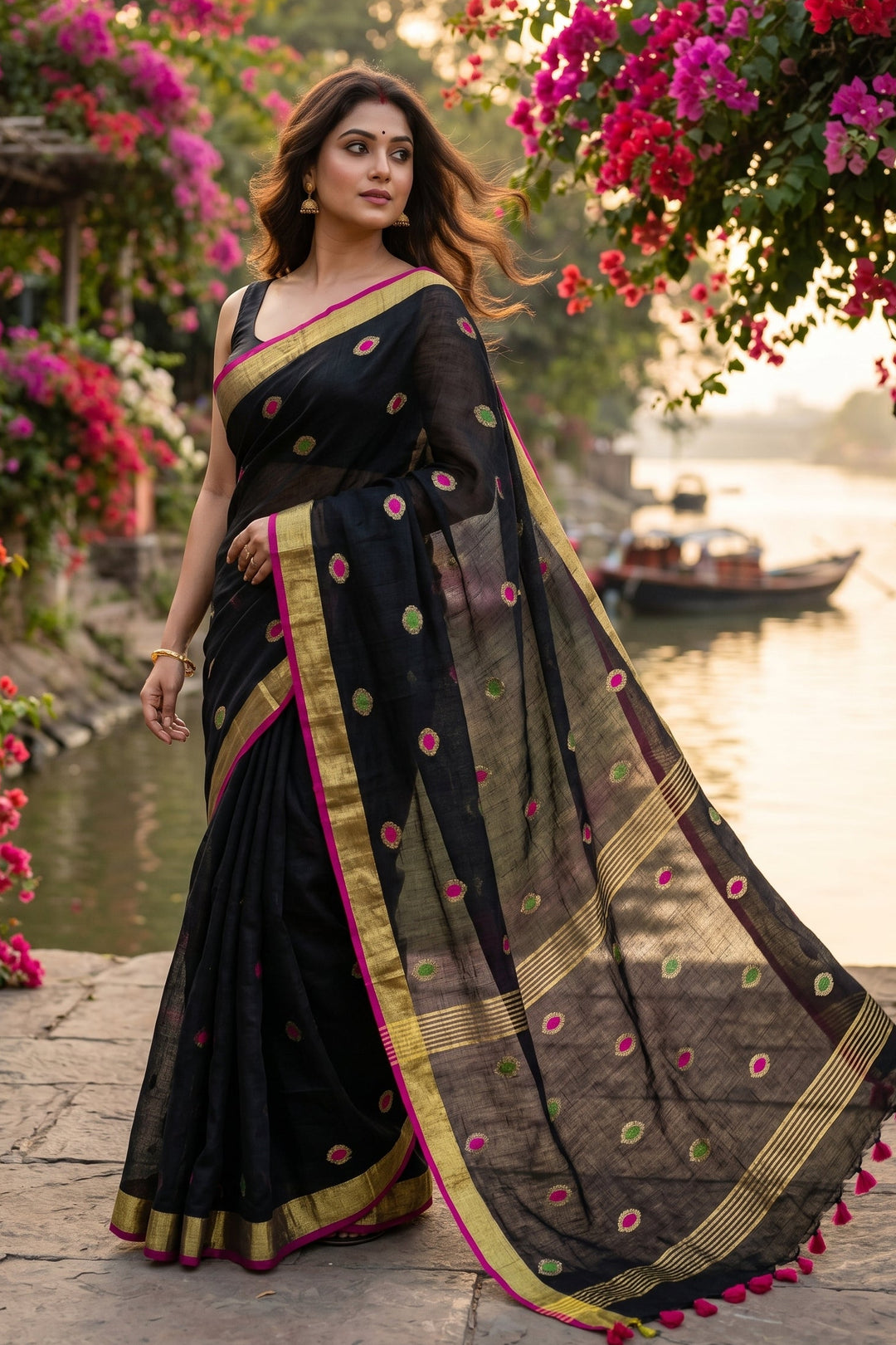 The Bengal Loom- Linen Jamdani Saree