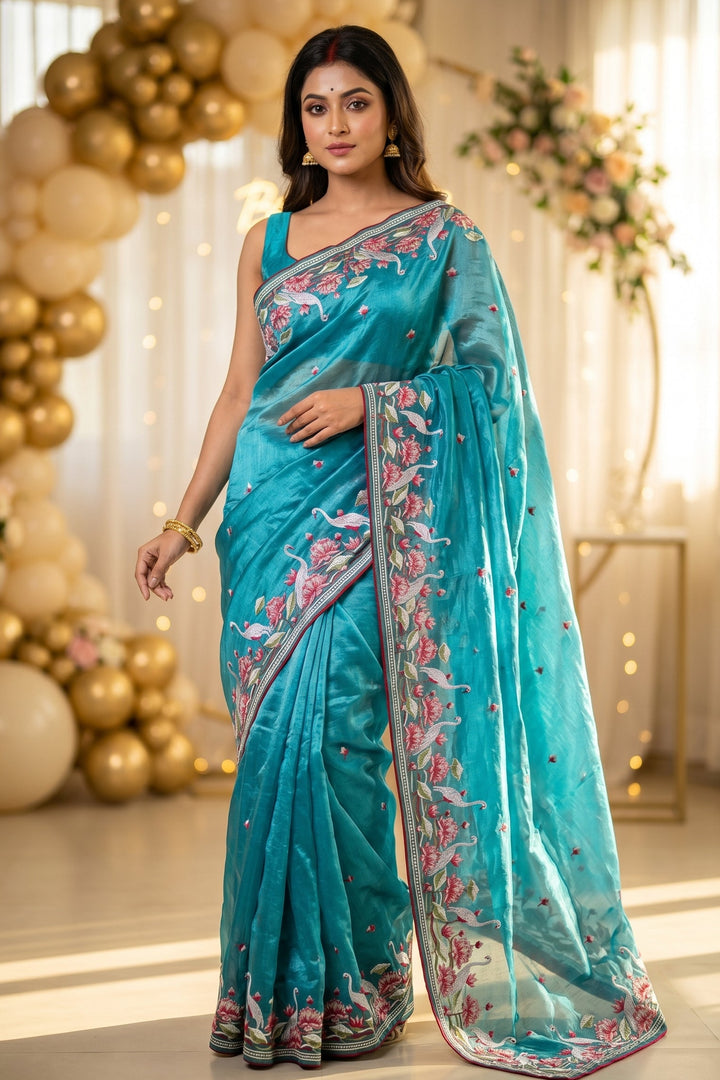 Secret Pulse Fancy Partywear Embroidery Silk Saree