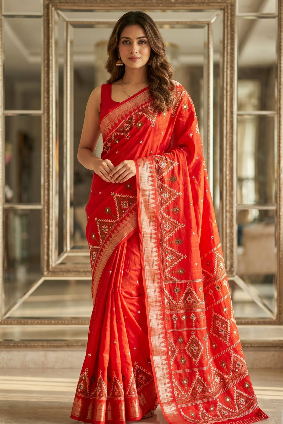 Neelkantha Heritage Semi Matka Silk Gujarati Print Saree