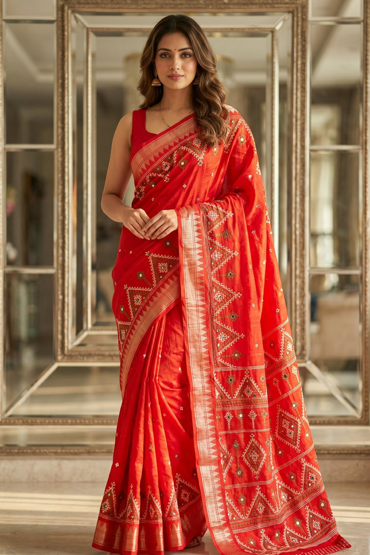 Neelkantha Heritage Semi Matka Silk Gujarati Print Saree