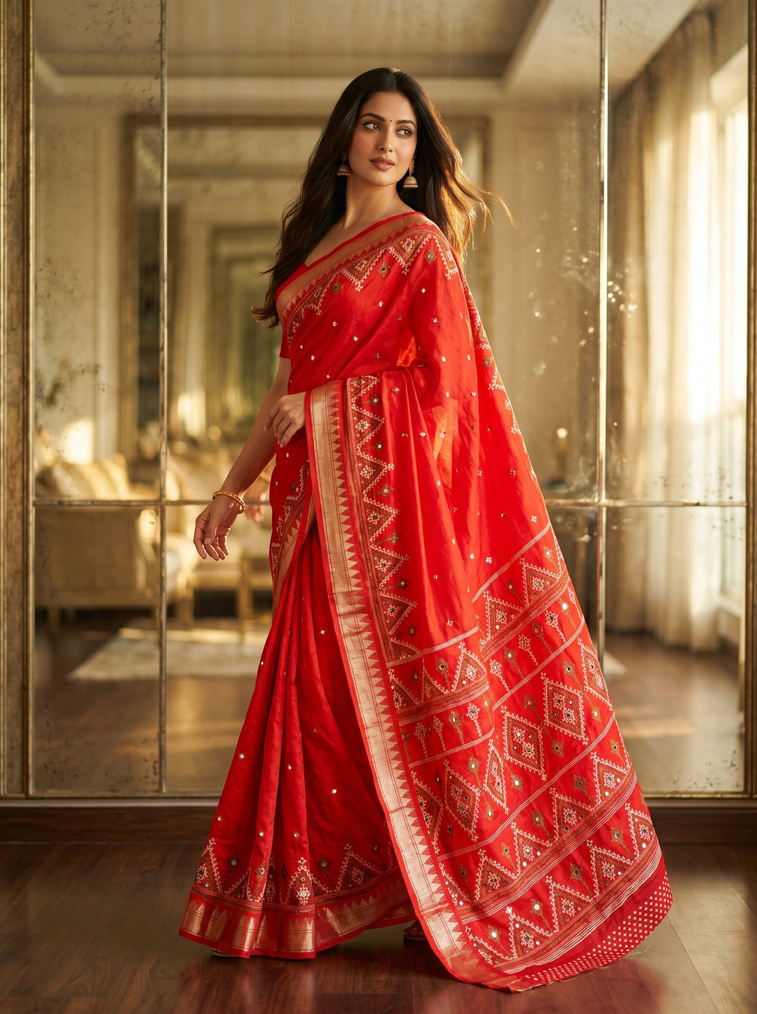 Neelkantha Heritage Semi Matka Silk Gujarati Print Saree