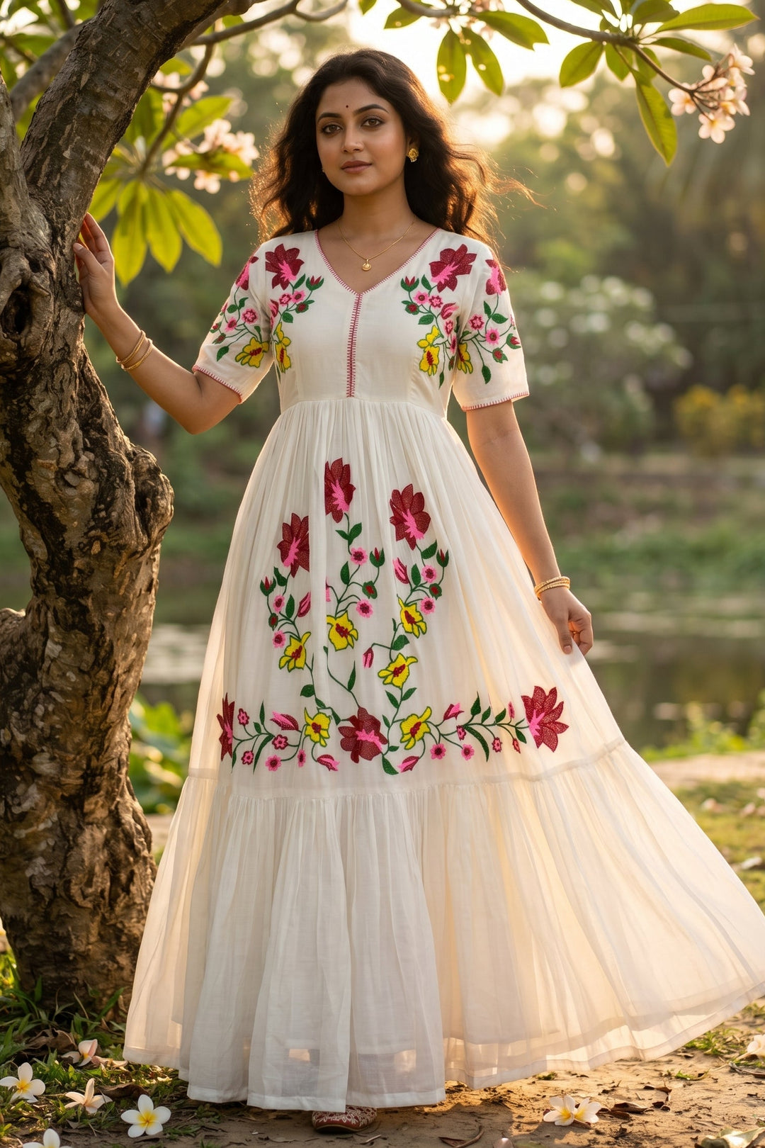 Moonflower Embroidered Dress