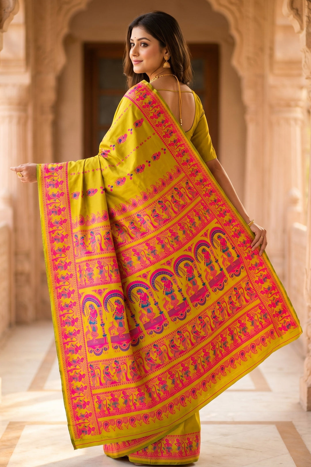 Rajnartaki Motif Baluchori Semi Silk Saree