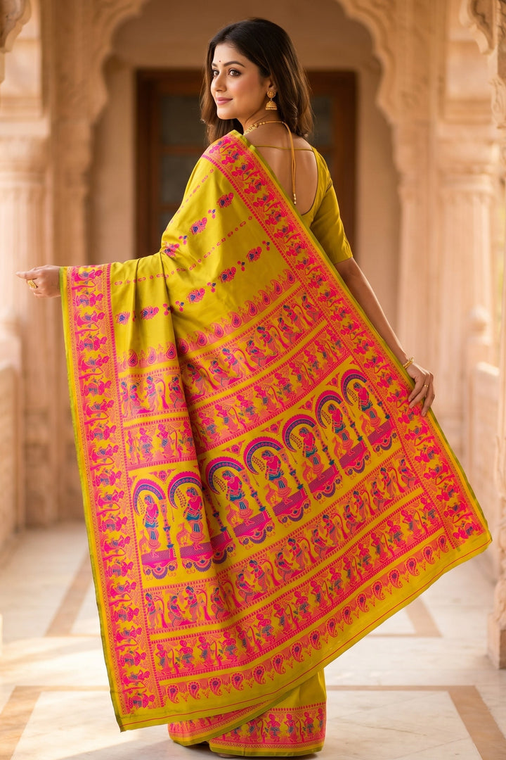 Rajnartaki Motif Baluchori Semi Silk Saree