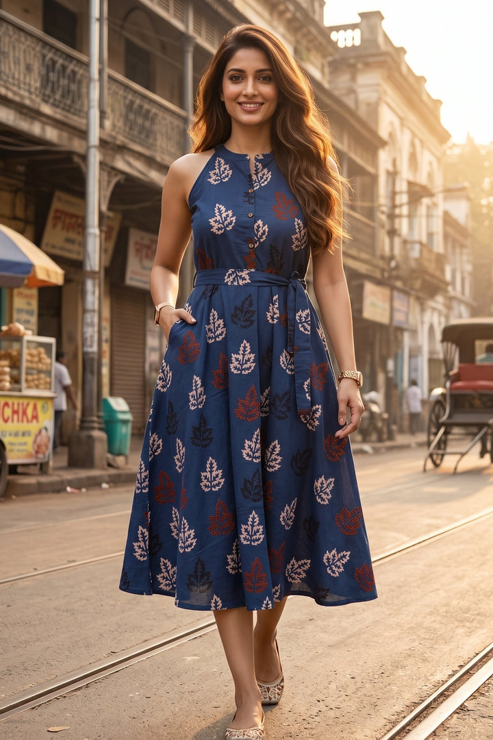 Halter Neck Sustainable Long Handloom Dress