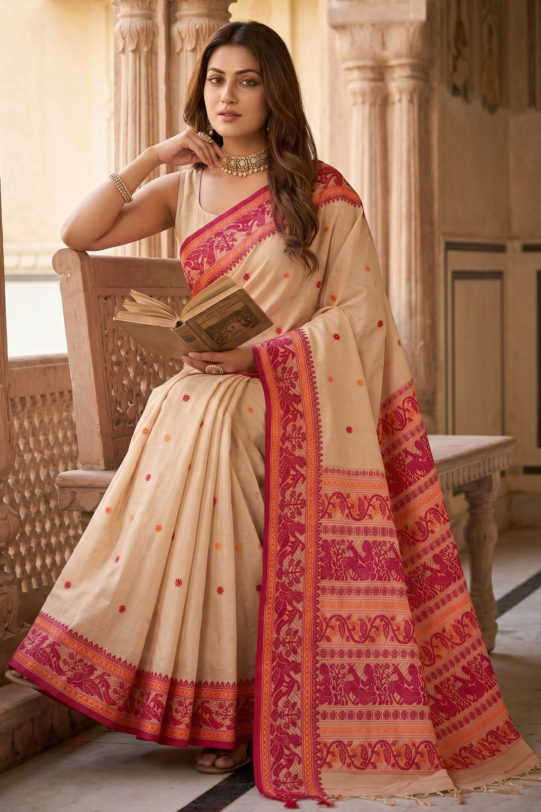 Ethereal Epics Cotton Baluchari Saree