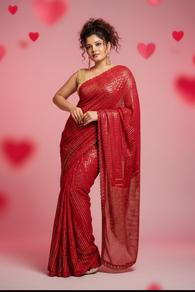 Valentine's Day Special - Red Carpet Dream Saree(Maroon)