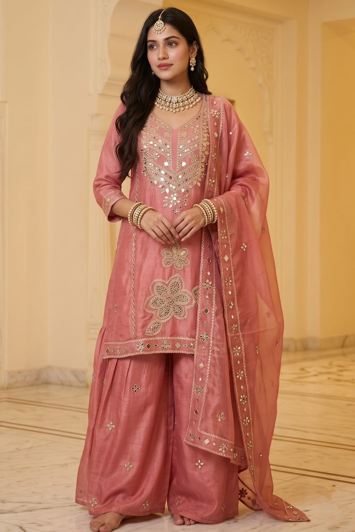 Blush Enigma - Mirror work Designer Suit set