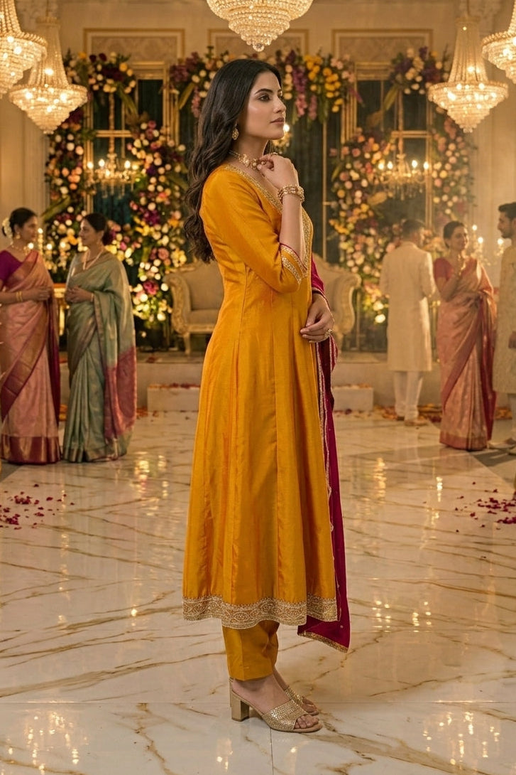 Great For Festive Vichhitra Silk Kurti Set