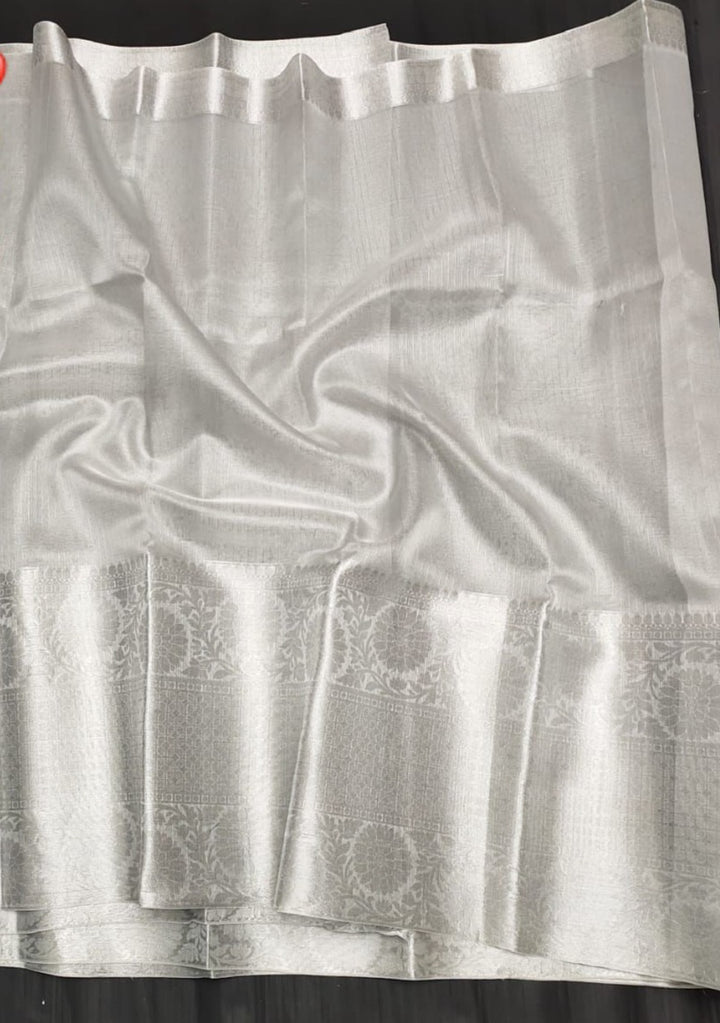 Silver Shine Pure Banarasi Tissue Saree